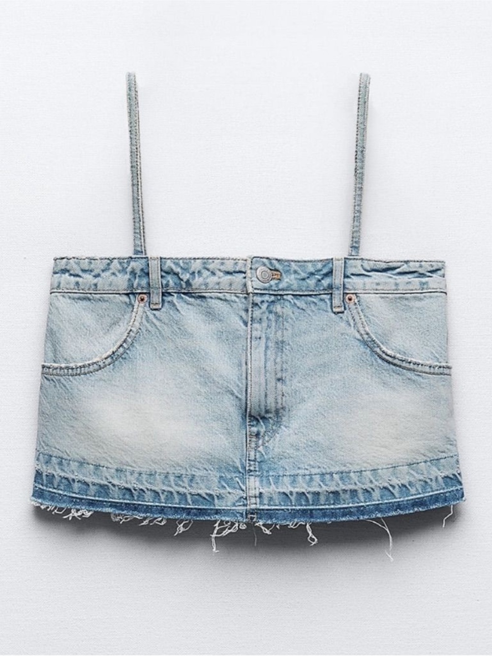 NWT Zara Light Wash Denim Crop Top